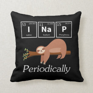 Funny Science Pun Chemistry Sloth Nap Älskare Kudde