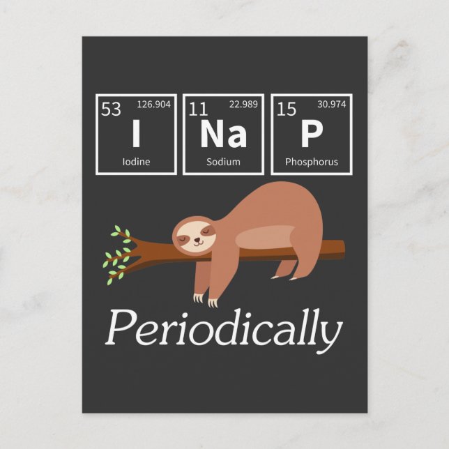 Funny Science Pun Chemistry Sloth Nap Älskare Vykort (Framsida)