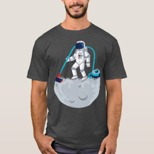 Funny Science Space Måne Vacuum Cleaner Astronaut T Shirt