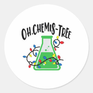 Funny Science Teacher Oh Chemistree Chemistry Chri Runt Klistermärke