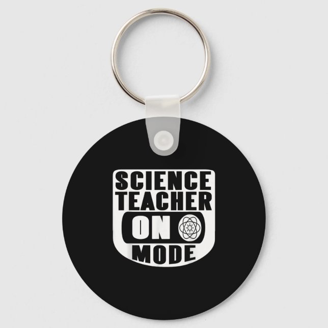 Funny Science Teacher On Mode Activated With Atom  Nyckelring (Framsida)