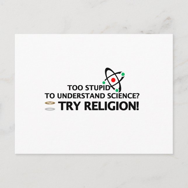 Funny Science VS Religion Vykort (Framsida)