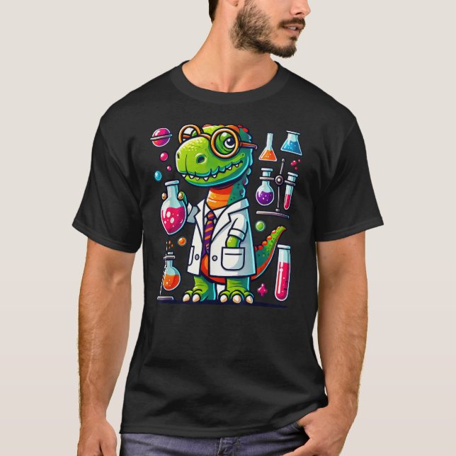 Funny Scientist Dinosaur, Smart Scientist Dino, Ki T Shirt (Framsida)