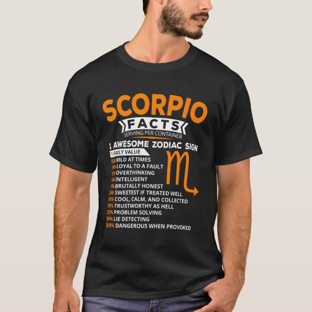 Funny Scorpio Birthday Hoodie Astrology Zodiac Sig T Shirt (Framsida)