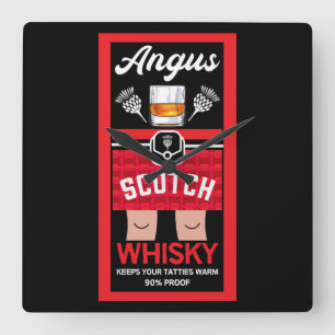 Funny Scotch Whisky Fyrkantig Klocka