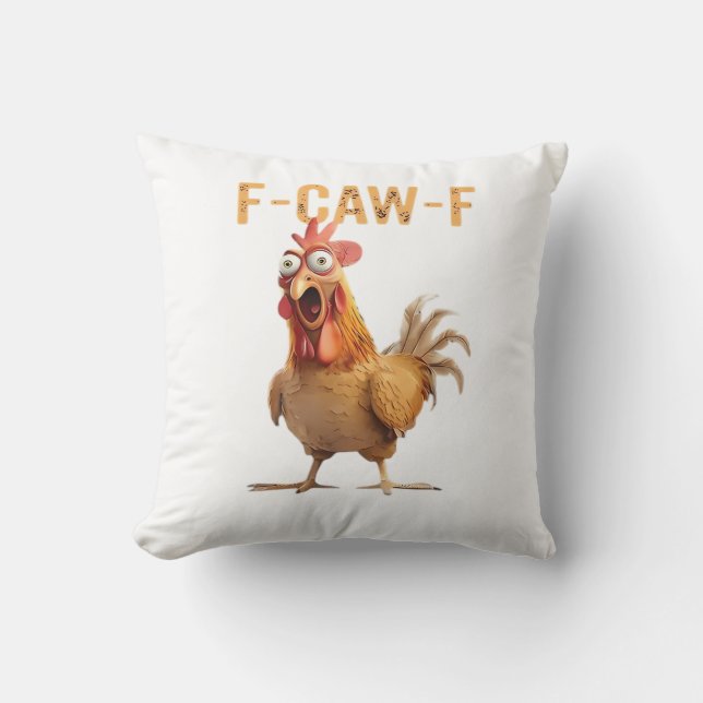 Funny Screaming Chicken F Caw F Humor Kudde (Framsida)