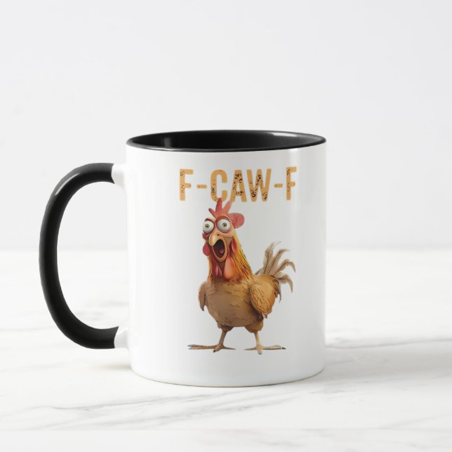 Funny Screaming Chicken F Caw F Humor Mugg (Vänster)