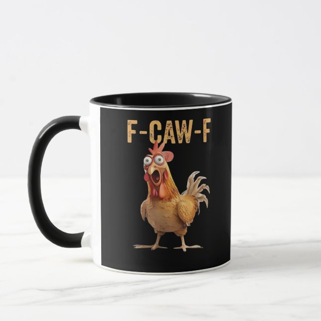 Funny Screaming Chicken F-Caw-F Joke Design Classi Mugg (Vänster)