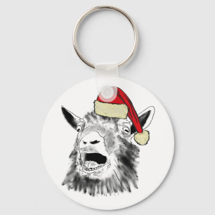Funny Screaming jul Santa Goat Animal humor Nyckelring