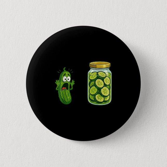 Funny Screaming Pickle Burk Cucumber Joke Memo Hum Knapp (Framsida)