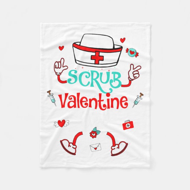 Funny Scrub Valentines Day Nurse Crew Family Group Fleecefilt (Framsidan)