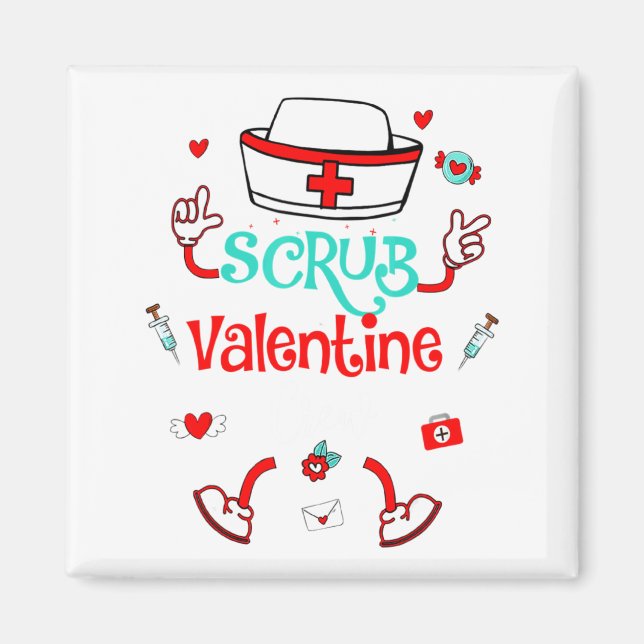 Funny Scrub Valentines Day Nurse Crew Family Group Magnet (Framsidan)