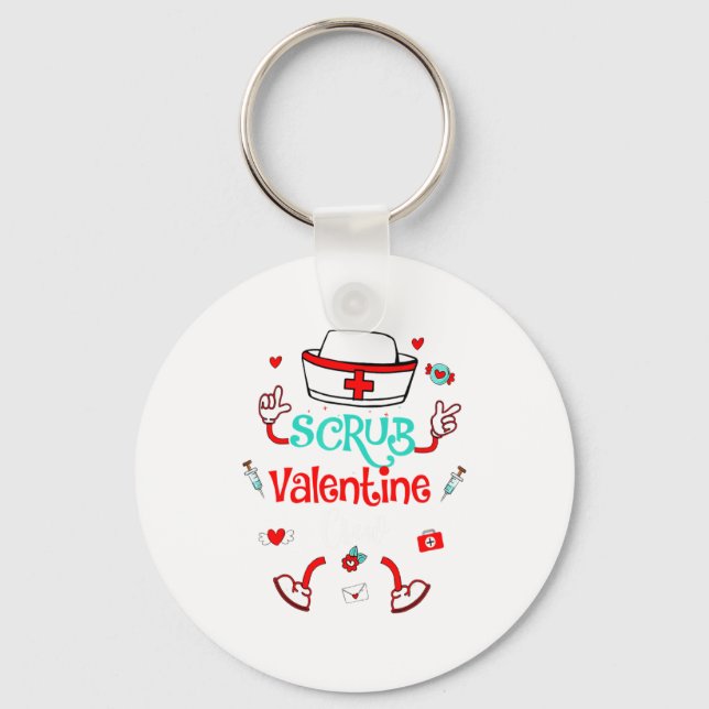 Funny Scrub Valentines Day Nurse Crew Family Group Nyckelring (Framsida)