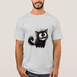Funny Scruffy Black Cat Grin  ✨🐾🖤 T Shirt