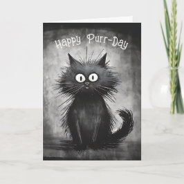 Funny SCruffy Cat Birthday Kort