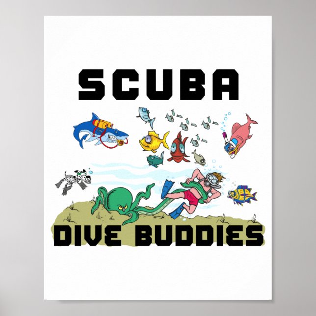 Funny Scuba Dive Buddy  Poster (Framsidan)
