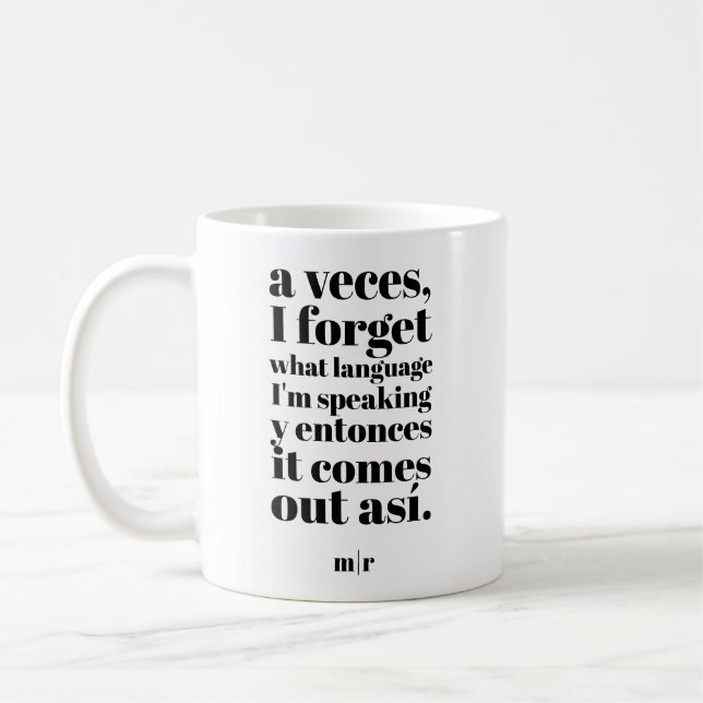 Funny Se Habla Spanglish Proud Latino Black White Kaffemugg (Vänster)
