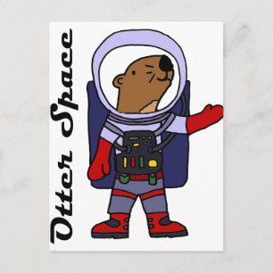 Funny Sea Otter Astronaut i Space Kostym Tecknad Vykort