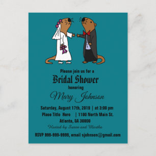Funny Sea Otter Bride och Groom Bröllop Inbjudan Vykort