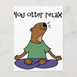 Funny Sea Otter Yoga Artwork Vykort