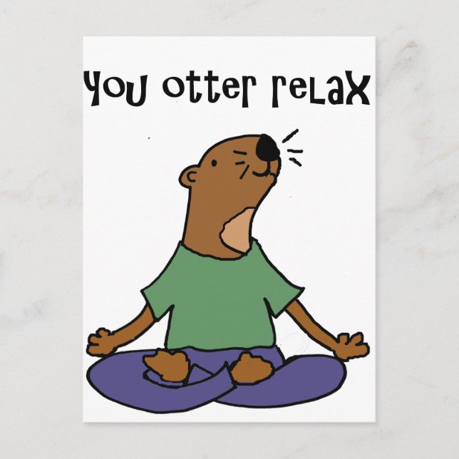 Funny Sea Otter Yoga Artwork Vykort (Framsida)
