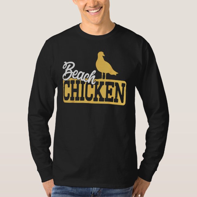 Funny Seagull Beach Chicken T Shirt (Framsida)