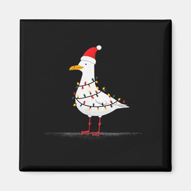 Funny Seagull Christmas Graphics Animal Lights Lov Magnet (Framsidan)