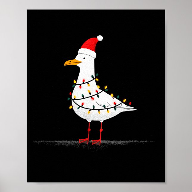 Funny Seagull Christmas Graphics Animal Lights Lov Poster (Framsidan)