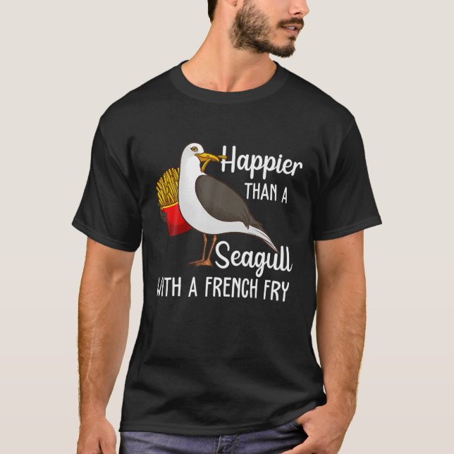 Funny Seagull French Fries Art Men Women French Fr T Shirt (Framsida)