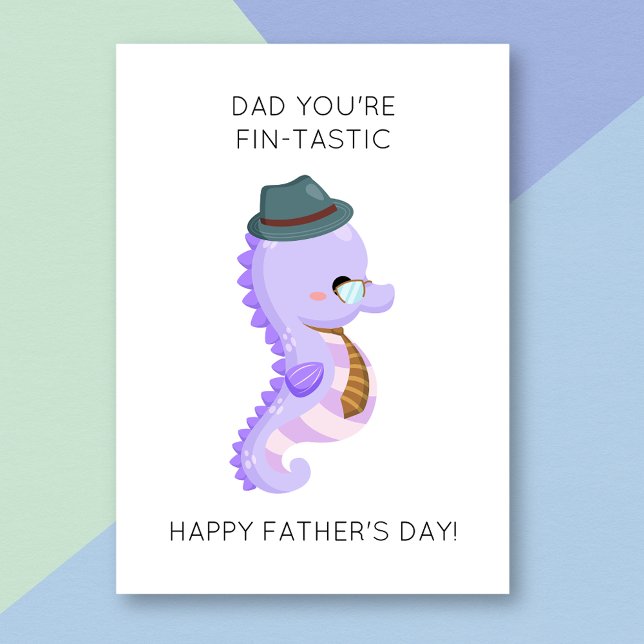 Funny Seahorse Pun Fars dag Card Kort (Skapare uppladdad)