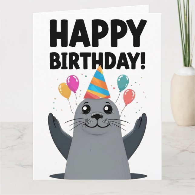 Funny Seal Birthday Puns - SEAL-ious Fantastisk Kort (Framsida)
