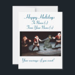 Funny Season hälsning-kort Julkort<br><div class="desc">Fira julhelgen med det här unika och vismliga hälsningskortet! På kortets framsida finns en glatt Chassid-dans med tre personer klädda i Jultomten-kostymer. Denna fina blandning av kultur- och helgdag-bilder ger lite roligt och glädje.</div>