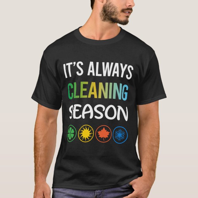 Funny Season Städning T Shirt (Framsida)