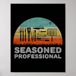 Funny Seasoned Professionell Barbecue Pun Poster