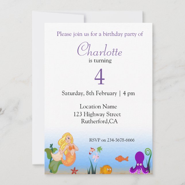 Funny Seaworld Birthday Inbjudningar (Framsida)