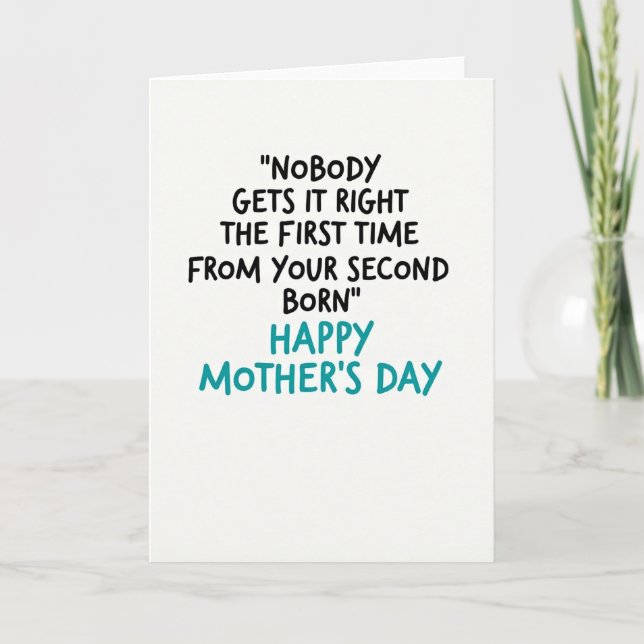 Funny Second Born Mother Card Kort (Framsida)