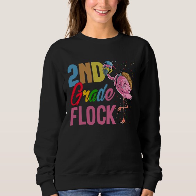 Funny Second Grade Flock Pink Flamingo First Day O T Shirt (Framsida)