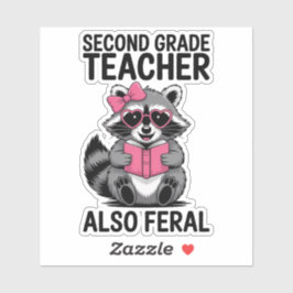 Funny Second Grade Teacher Cute Feral Animal Klistermärken