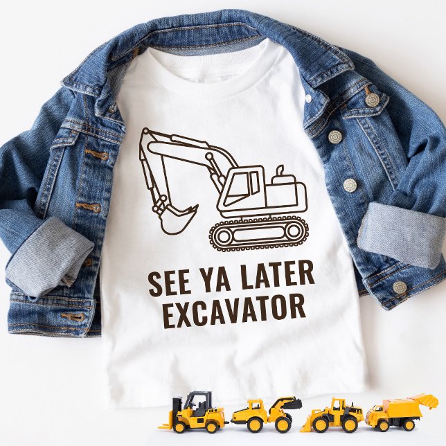 Funny See Ya Senater Excavator Construction Birthd T Shirt (Funny see ya later excavator construction truck theme kids boy birthday party toddler t-shirt gift)