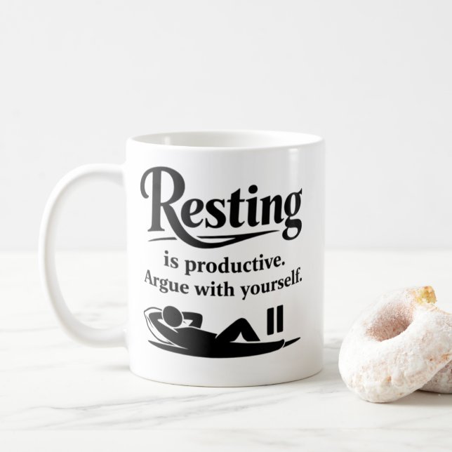 Funny Self Care Mug – Resting Is Productive Kaffemugg (Med munk)