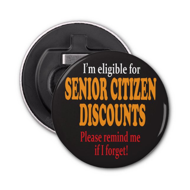 Funny Senior Citizen Discount Design Flasköppnare (Framsidan)