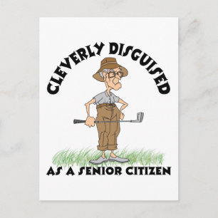Funny Senior Citizen Golfer Vykort