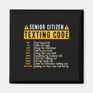 Funny Senior Citizen&# s Texturkod Vintage Gra Magnet