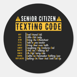 Funny Senior Citizen&#; s Texturkod Vintage Gra Runt Klistermärke