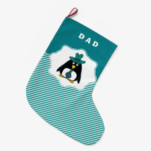 Funny Senior Penguin Pappa-julklagar Stor Julstrumpa
