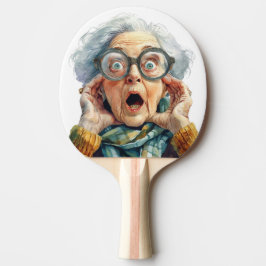 Funny Senior Surprisad Ansikte Ping Pong Paddle Pingisracket
