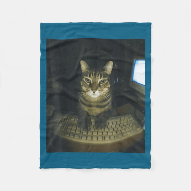 Funny Serious Gamer Cat Lovers Stud Kitty Cat Meme Fleecefilt (Framsidan)