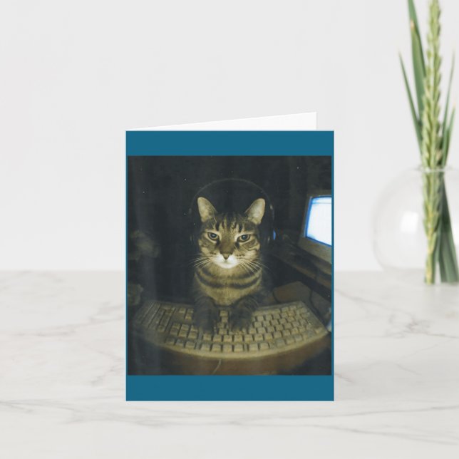 Funny Serious Gamer Cat Lovers Stud Kitty Cat Meme Kort (Framsida)