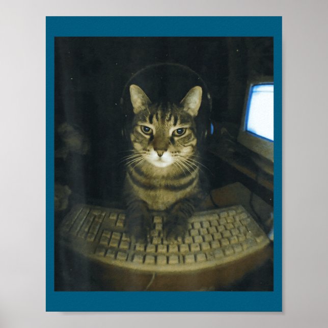Funny Serious Gamer Cat Lovers Stud Kitty Cat Meme Poster (Framsidan)
