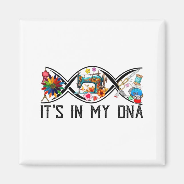 Funny Sewing Quilter Sewer Dna Quilting Hobby Craf Magnet (Framsidan)